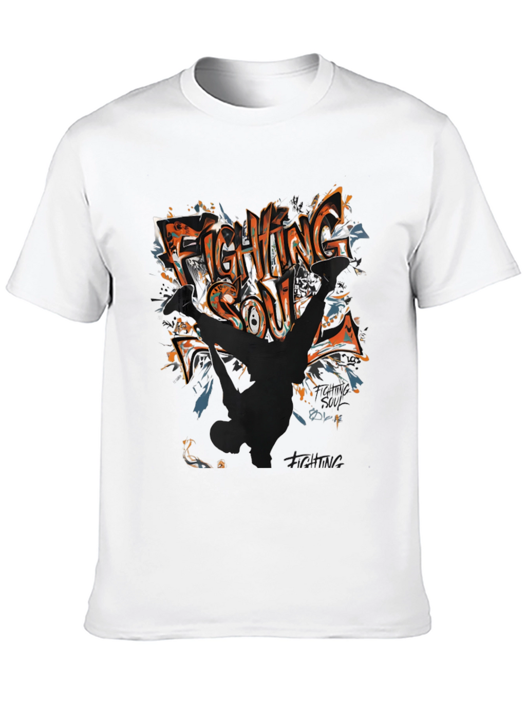 Fighting Soul Graphic Print Black T-Shirt