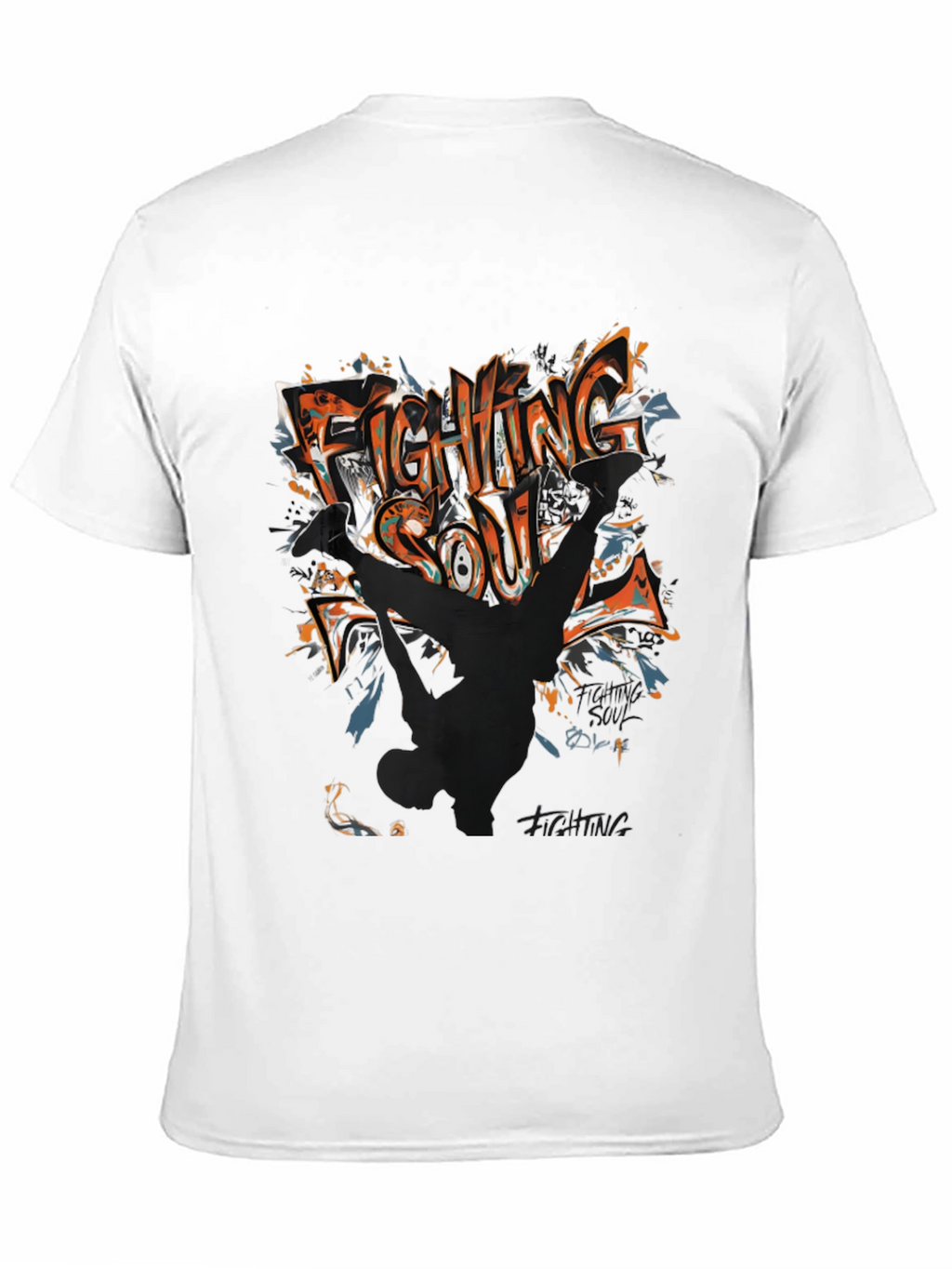 Fighting Soul Graphic Print Black T-Shirt