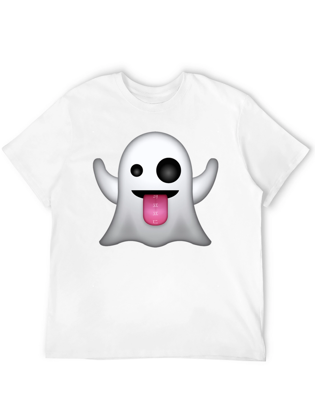 Ghost Emoji Graphic Tee - Black Crew Neck