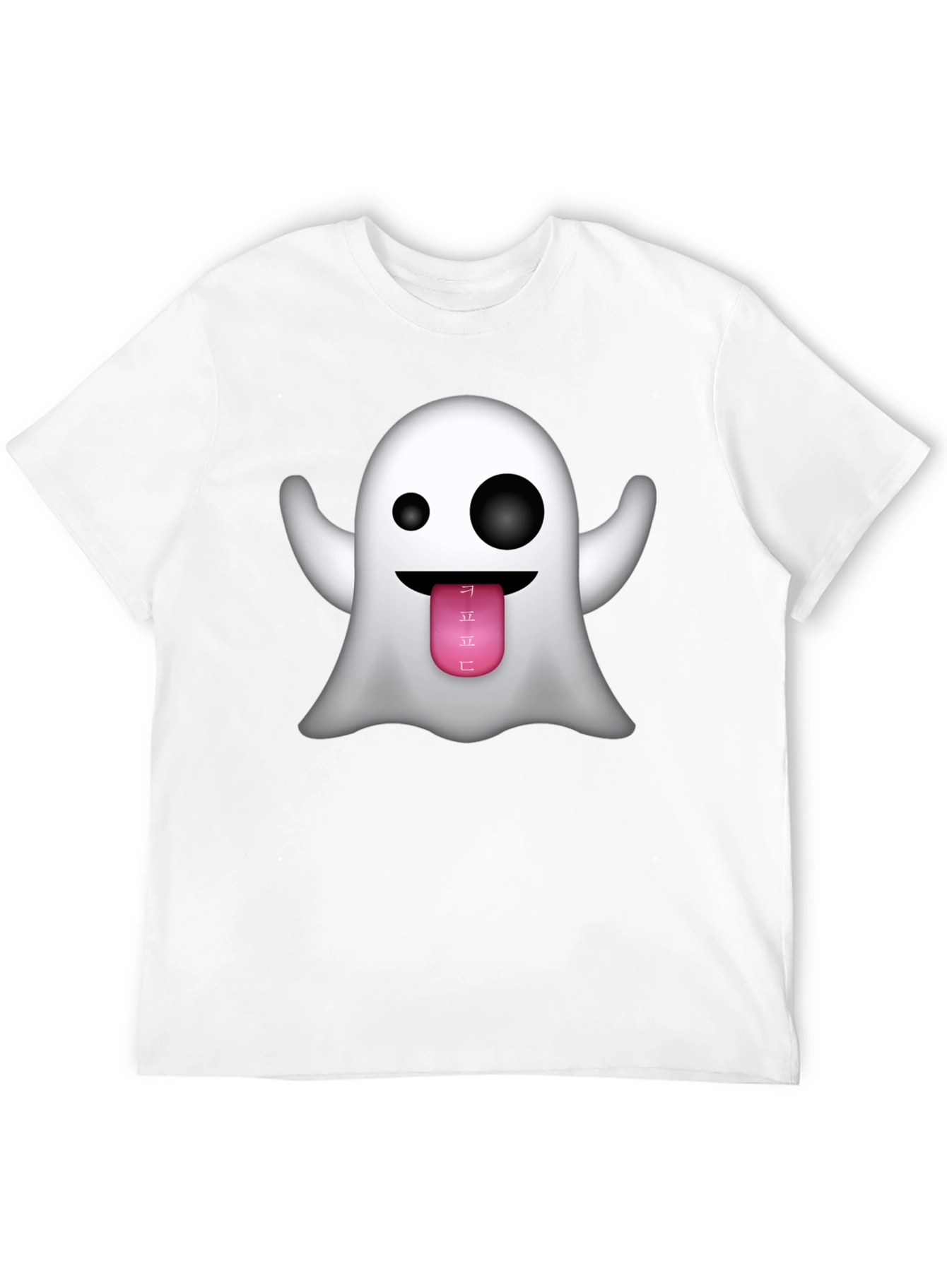 Ghost Emoji Graphic Tee - Black Crew Neck