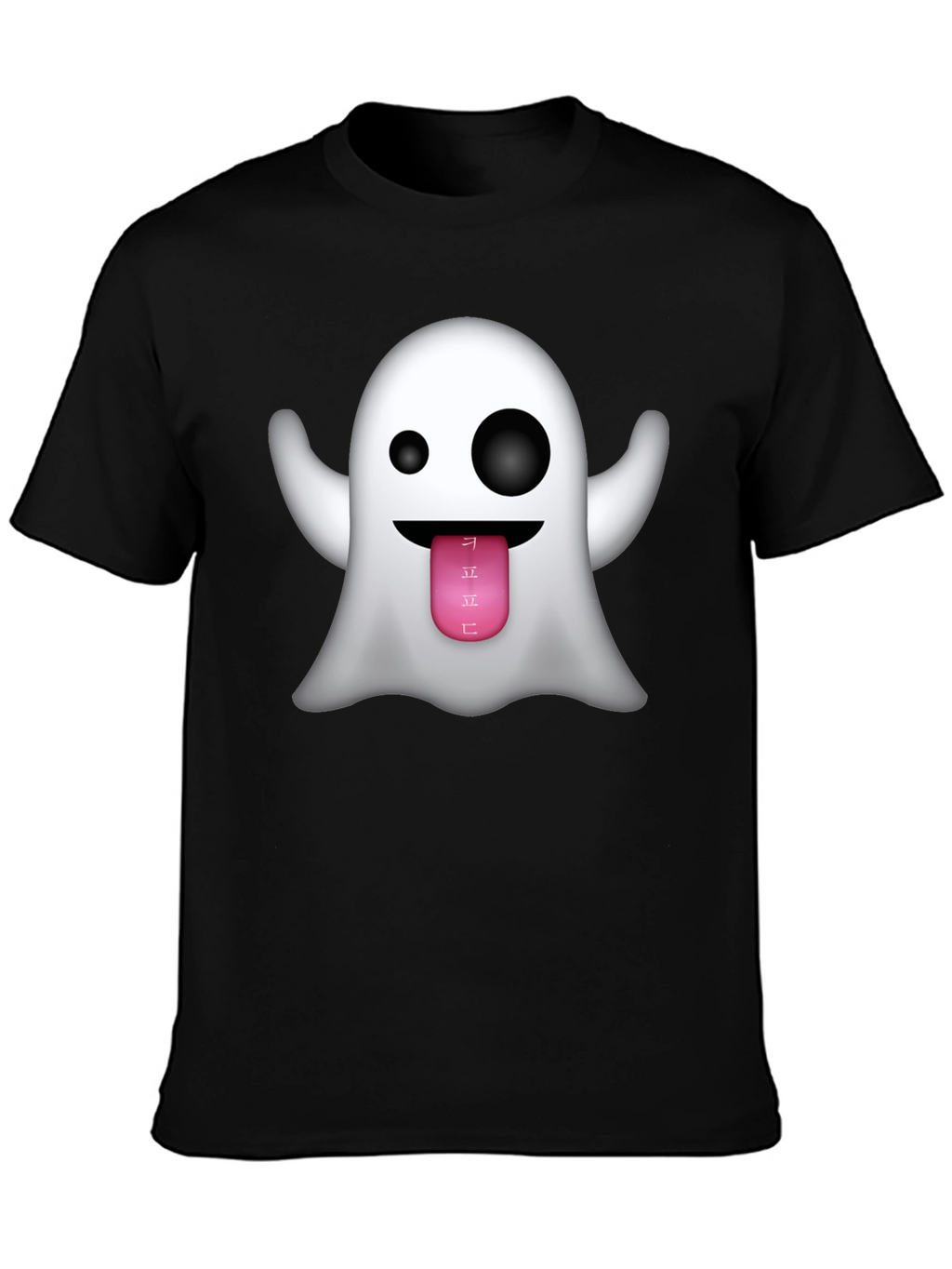 Ghost Emoji Graphic Tee - Black Crew Neck