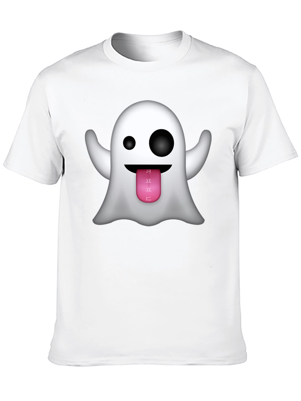 Ghost Emoji Graphic Tee - Black Crew Neck