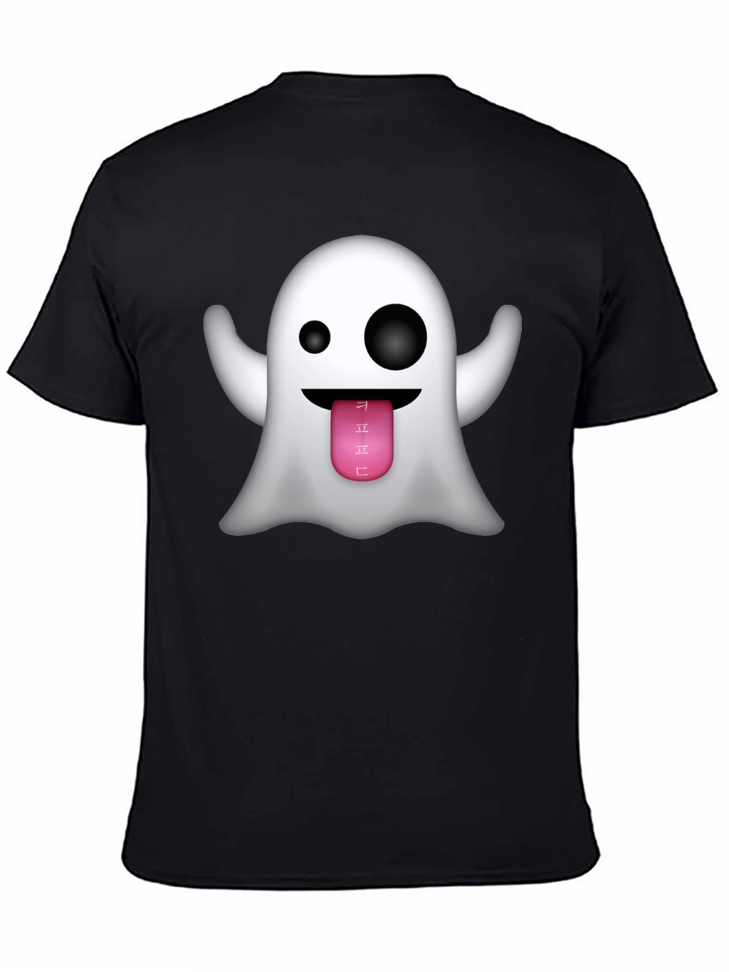 Ghost Emoji Graphic Tee - Black Crew Neck