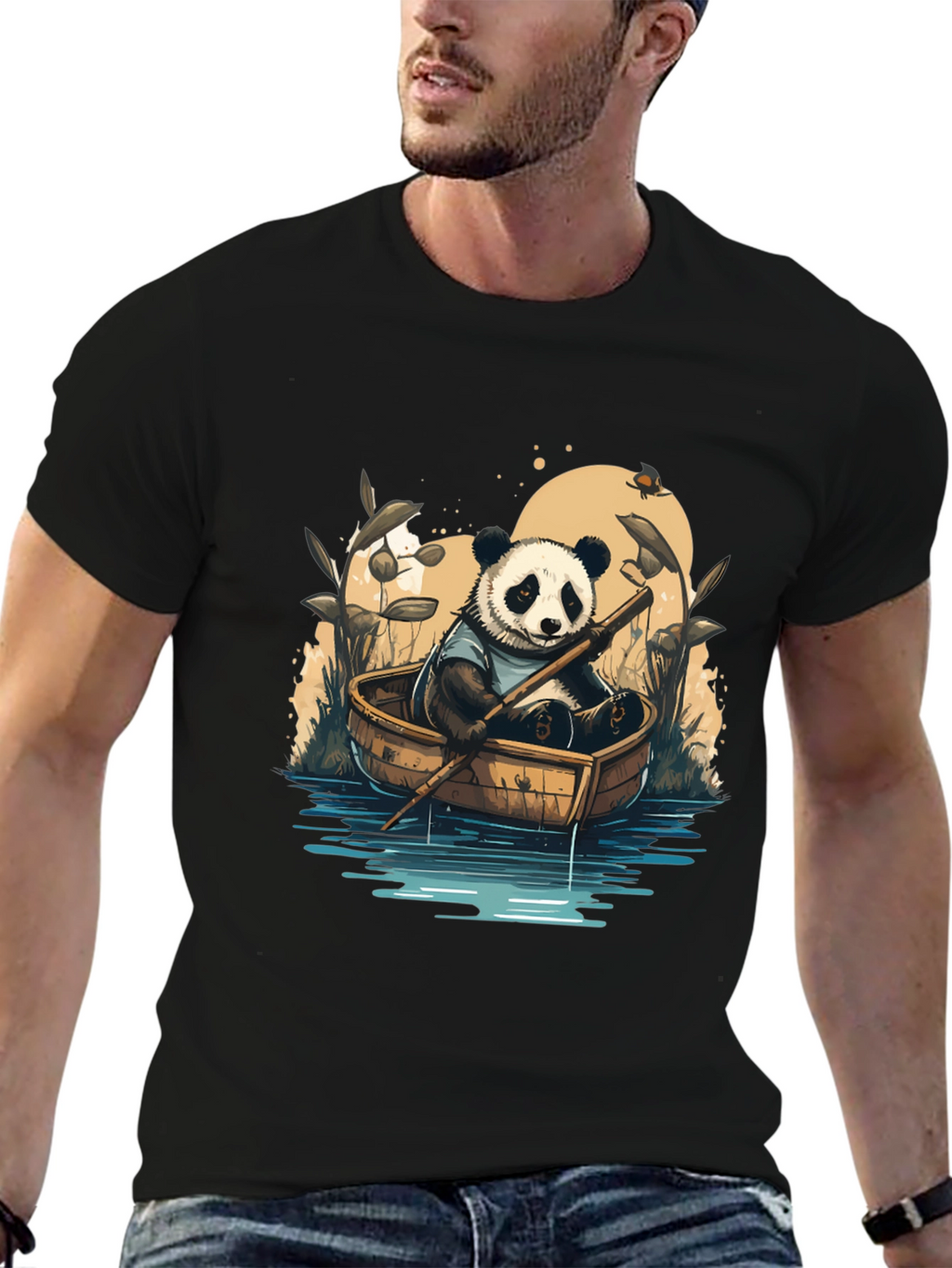 Panda Rowboat T-Shirt - Whimsical Graphic Tee