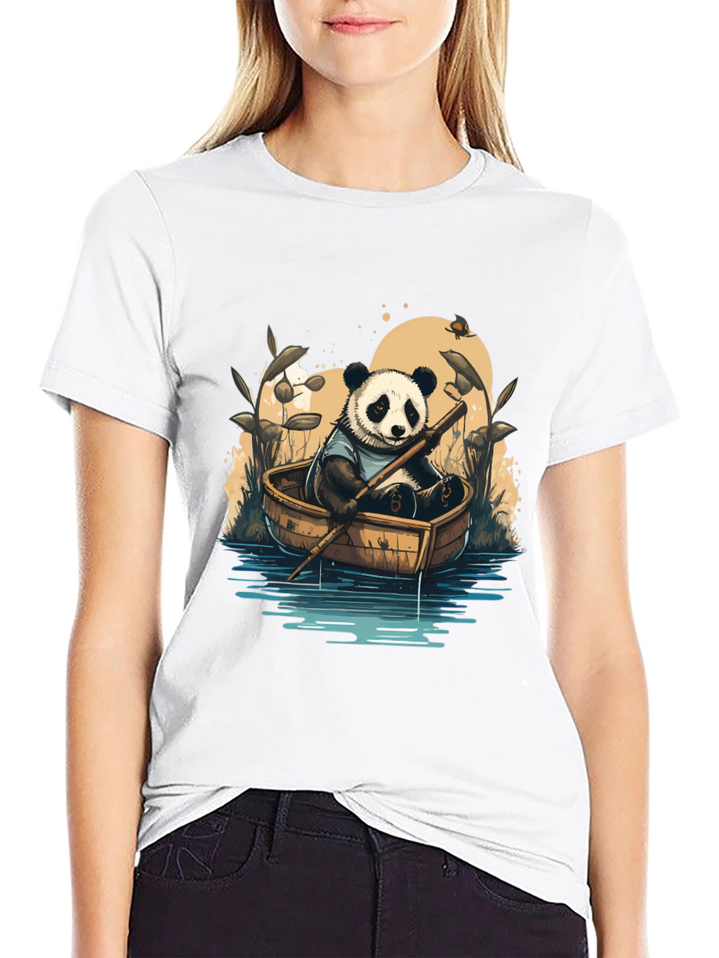 Panda Rowboat T-Shirt - Whimsical Graphic Tee