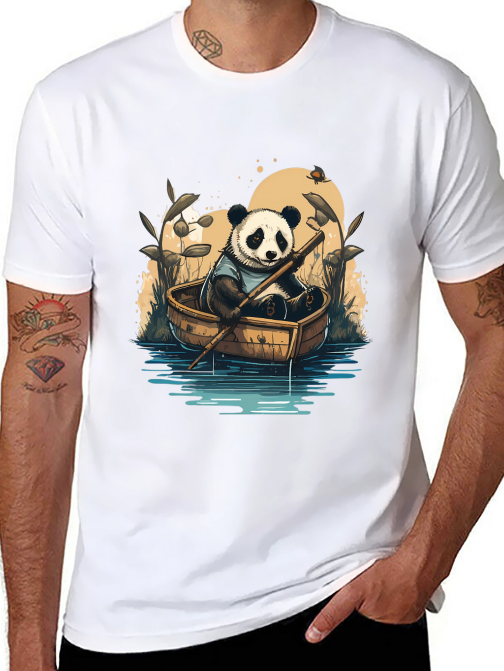 Panda Rowboat T-Shirt - Whimsical Graphic Tee