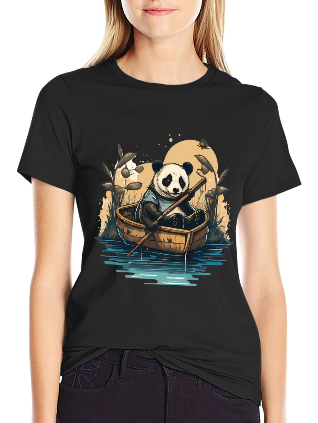 Panda Rowboat T-Shirt - Whimsical Graphic Tee