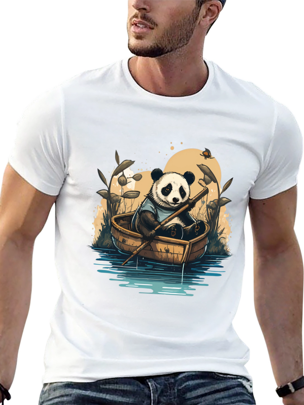 Panda Rowboat T-Shirt - Whimsical Graphic Tee