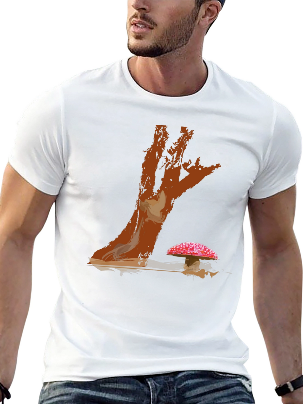 Mushroom Tree Graphic Print Tee - Casual Style