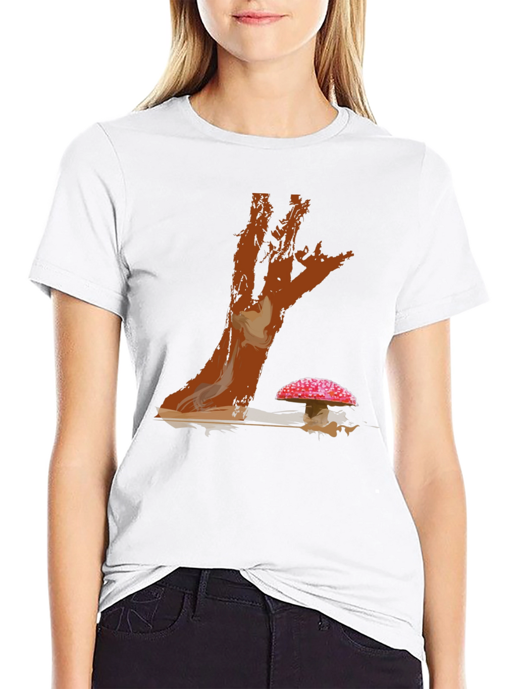 Mushroom Tree Graphic Print Tee - Casual Style