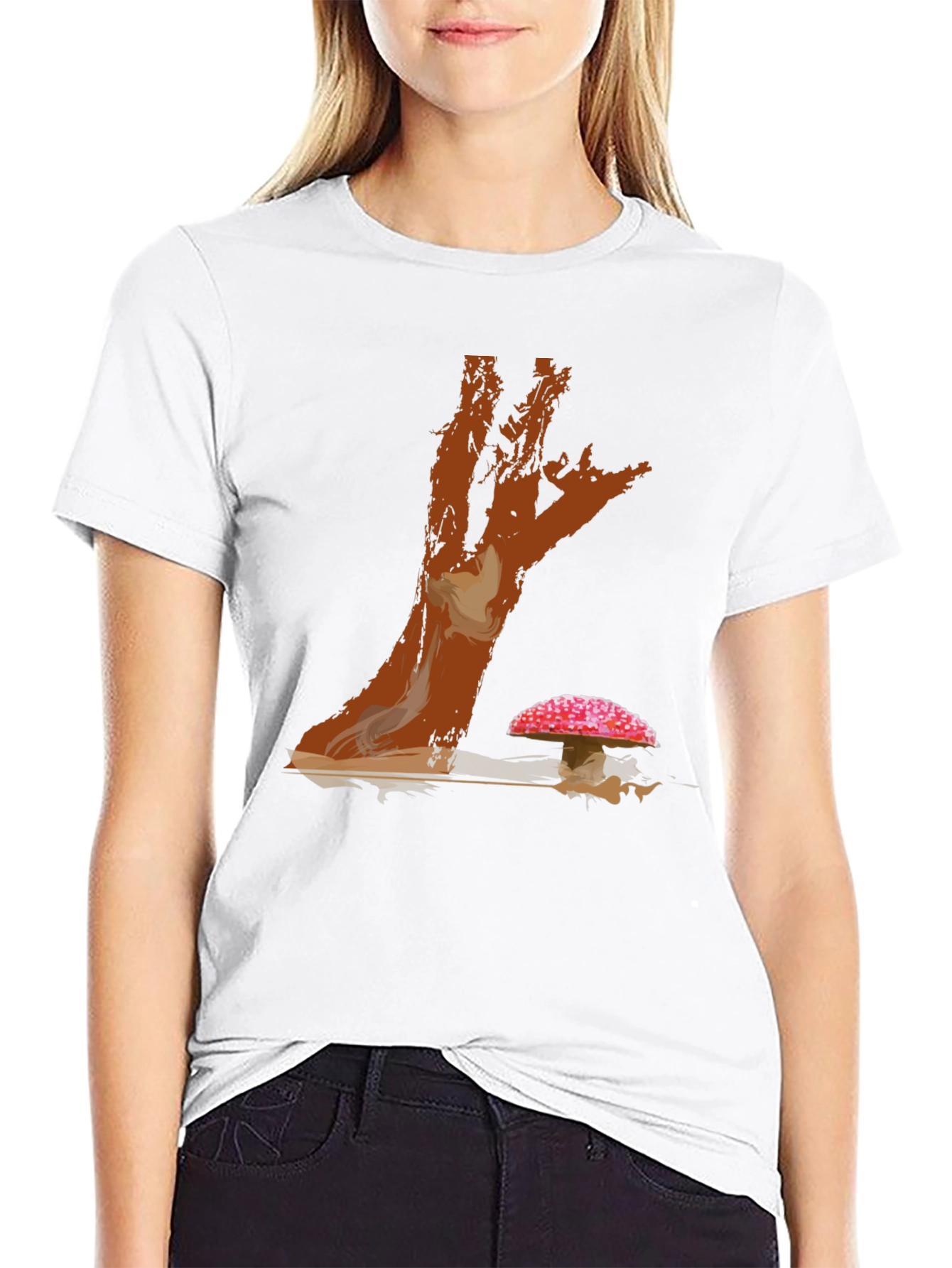 Mushroom Tree Graphic Print Tee - Casual Style