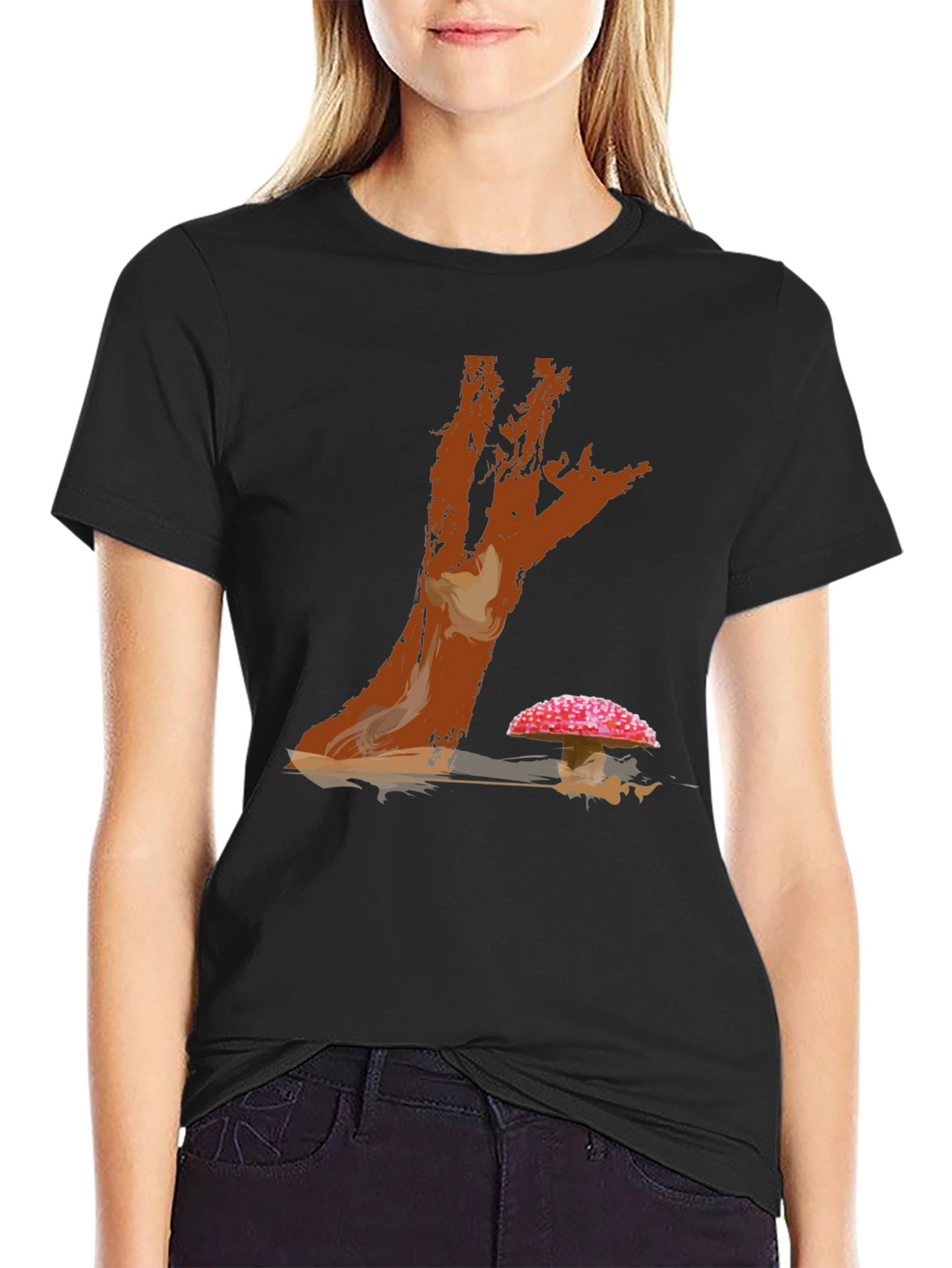 Mushroom Tree Graphic Print Tee - Casual Style