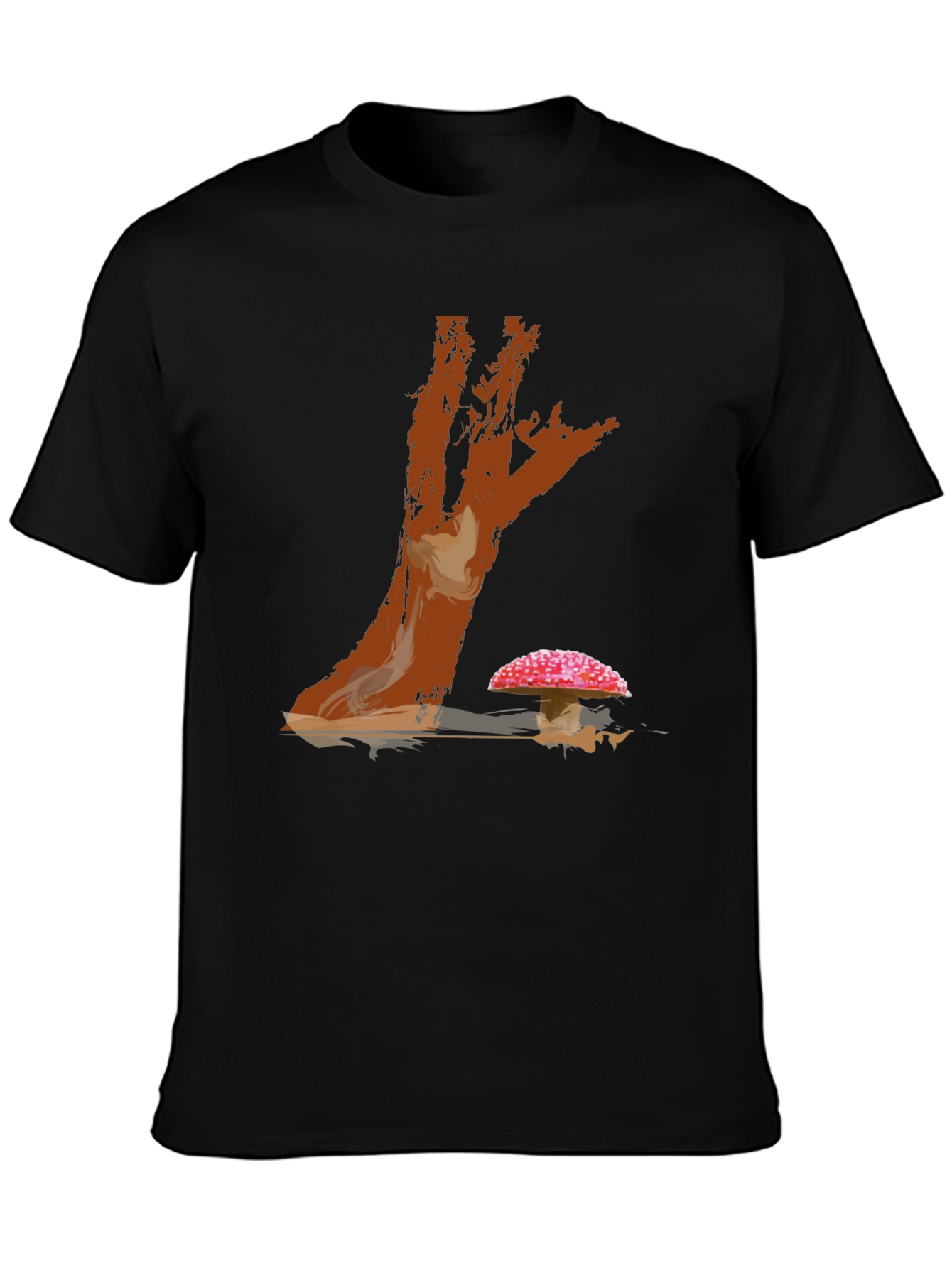 Mushroom Tree Graphic Print Tee - Casual Style