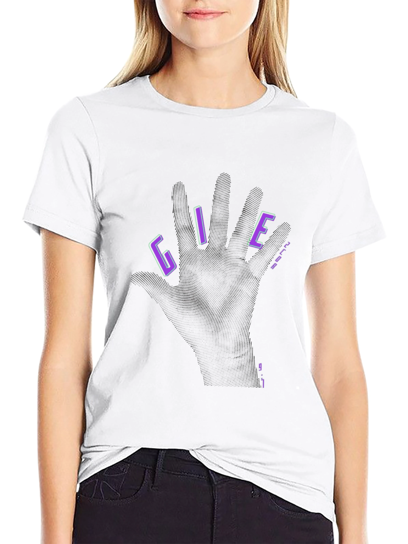 Give Black Graphic T-Shirt - Hand Design
