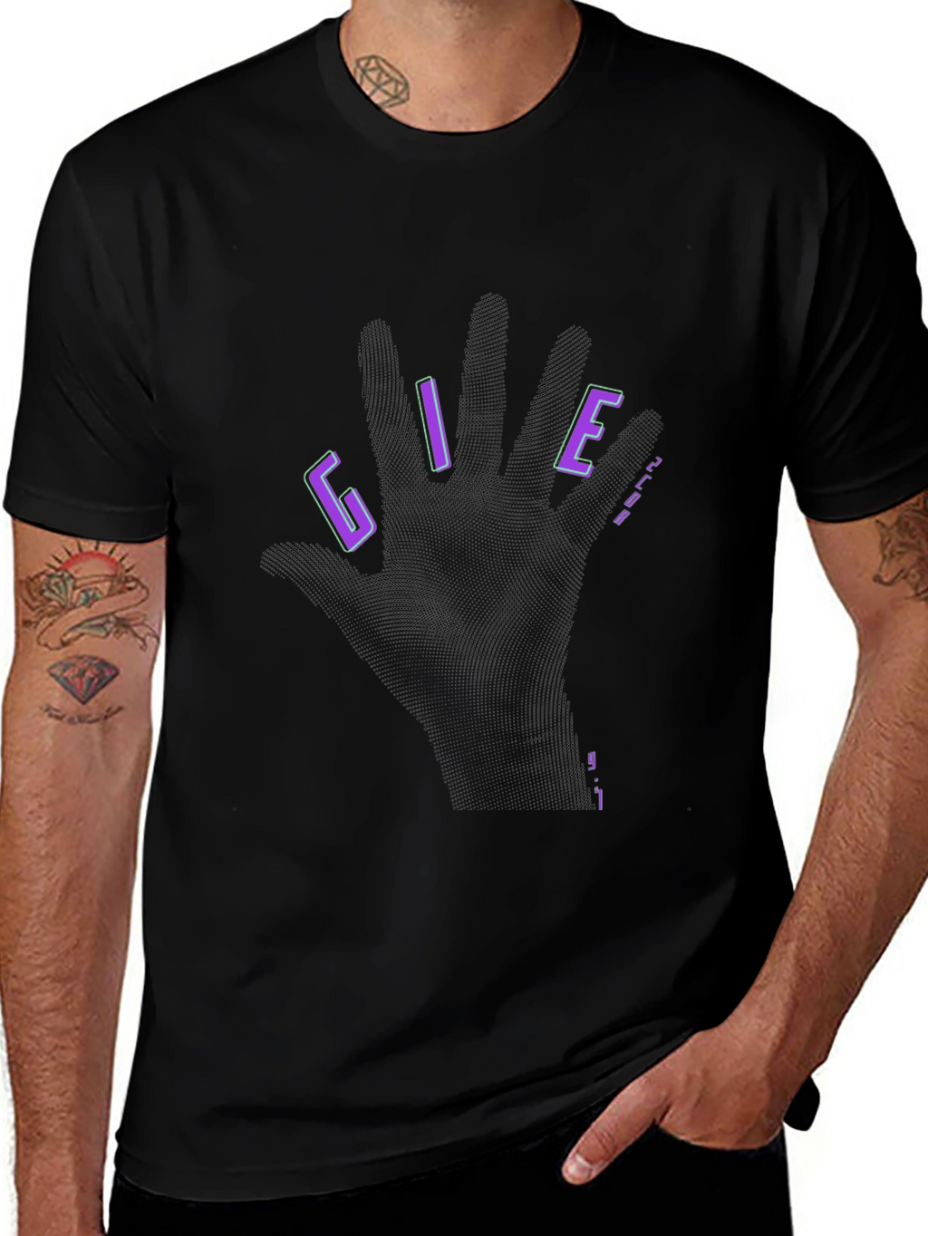 Give Black Graphic T-Shirt - Hand Design