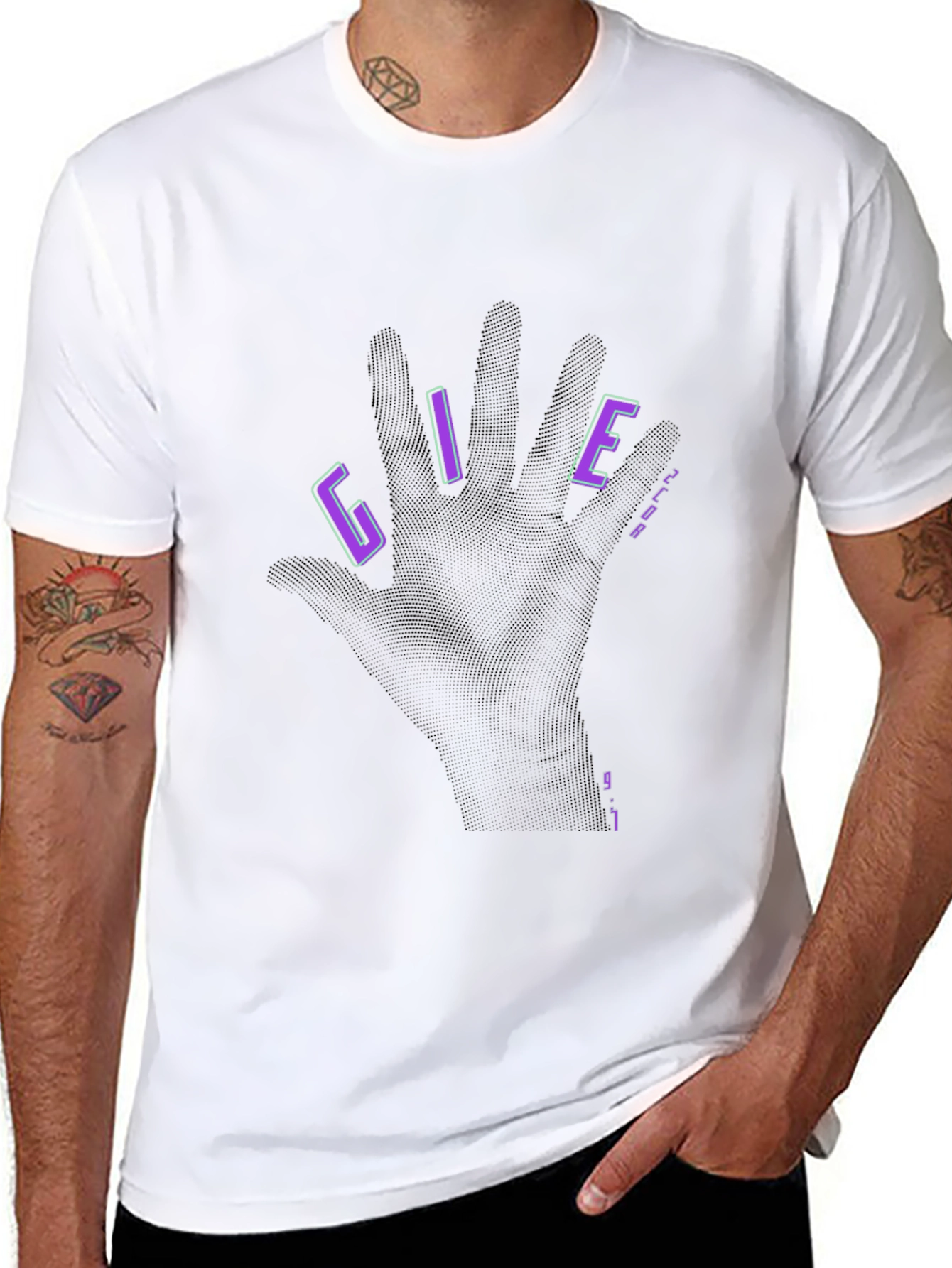 Give Black Graphic T-Shirt - Hand Design