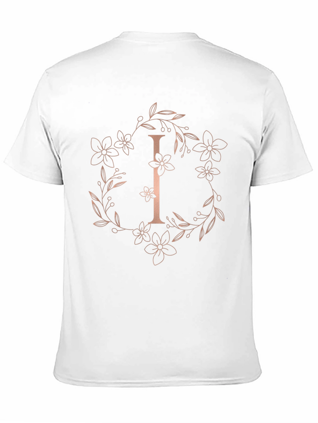 Floral Initial I Black T-Shirt