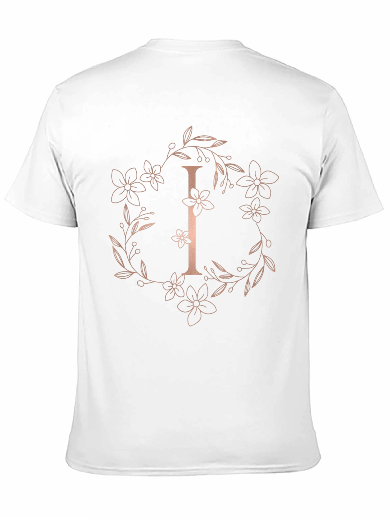Floral Initial I Black T-Shirt