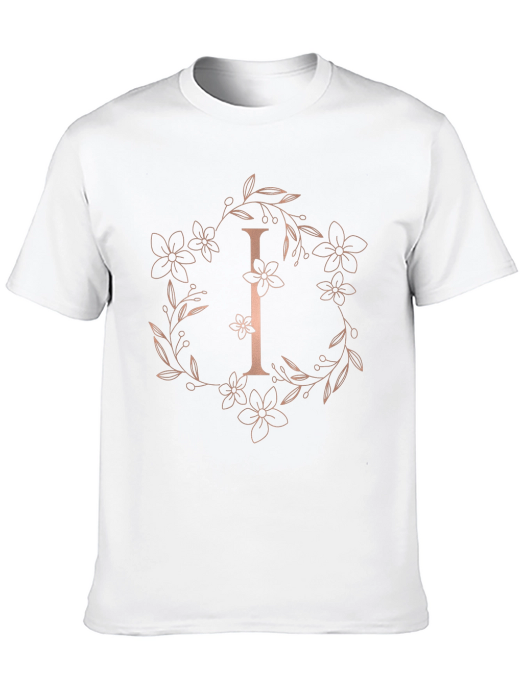 Floral Initial I Black T-Shirt