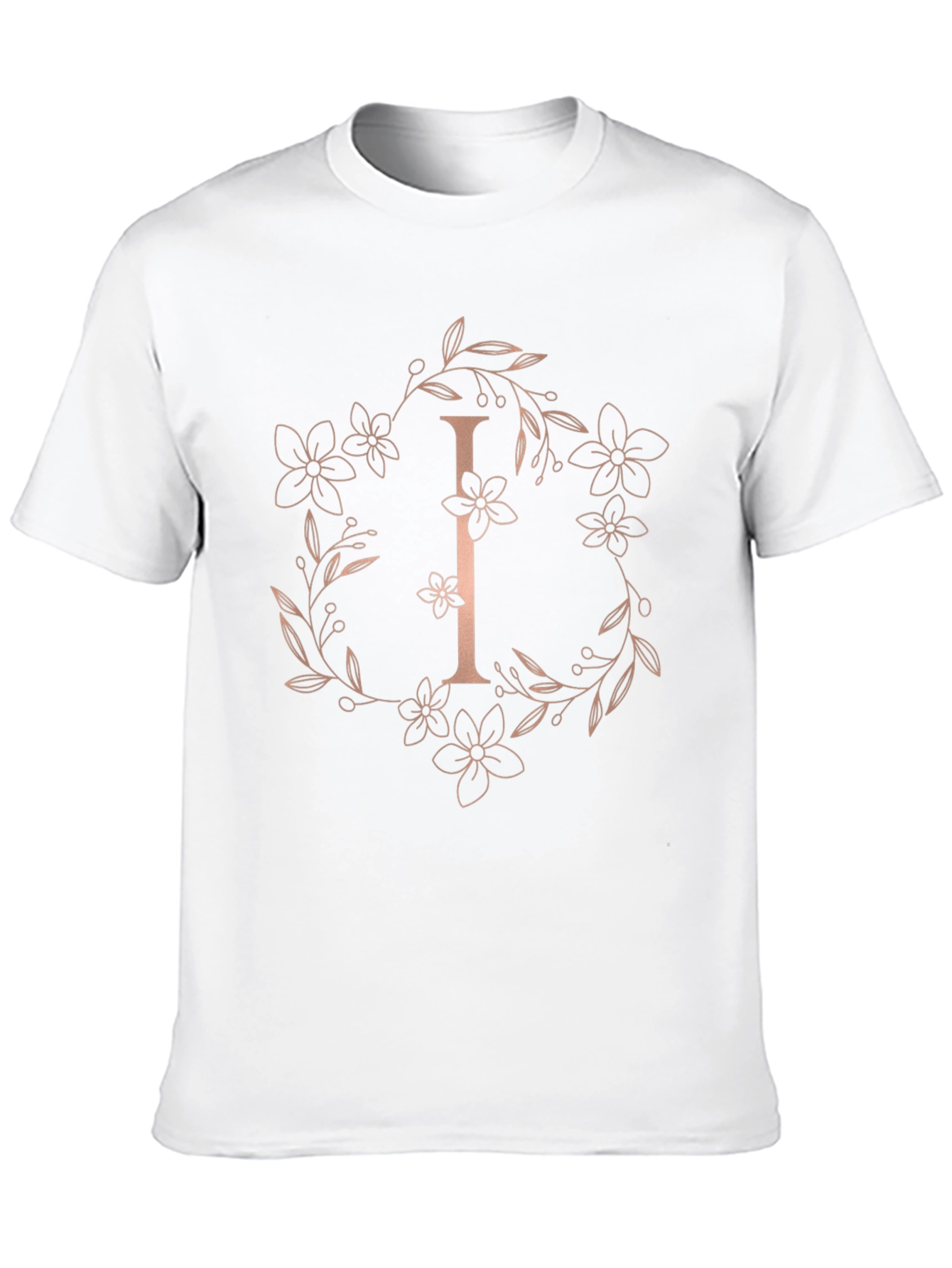 Floral Initial I Black T-Shirt