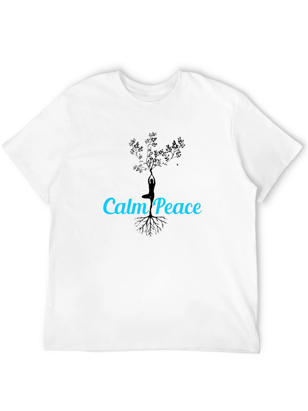 Calm Peace Yoga Tree Black T-Shirt
