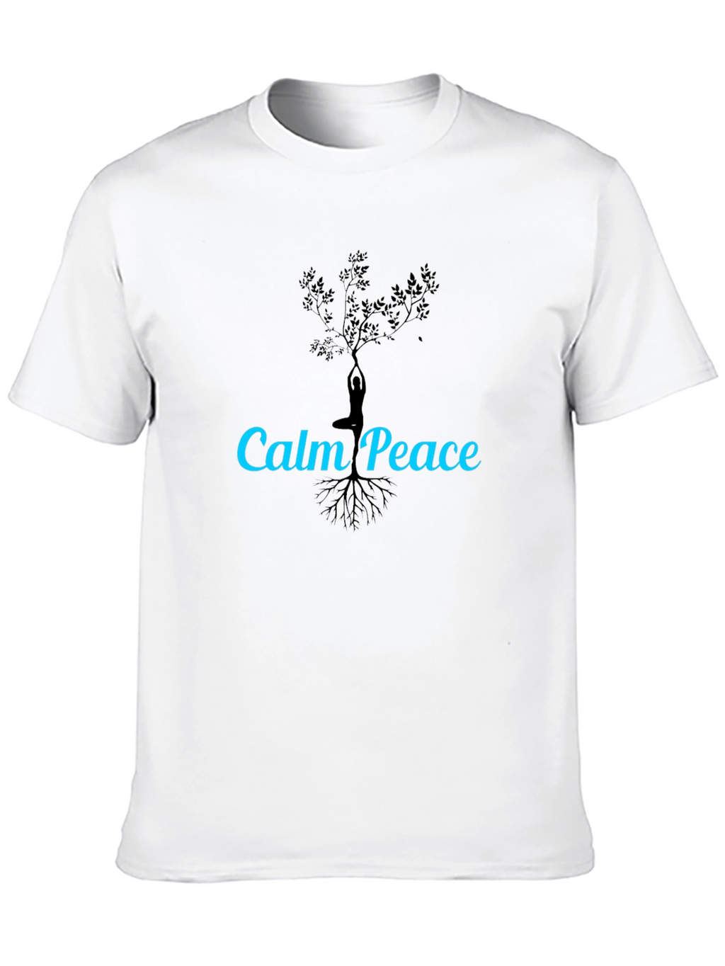 Calm Peace Yoga Tree Black T-Shirt