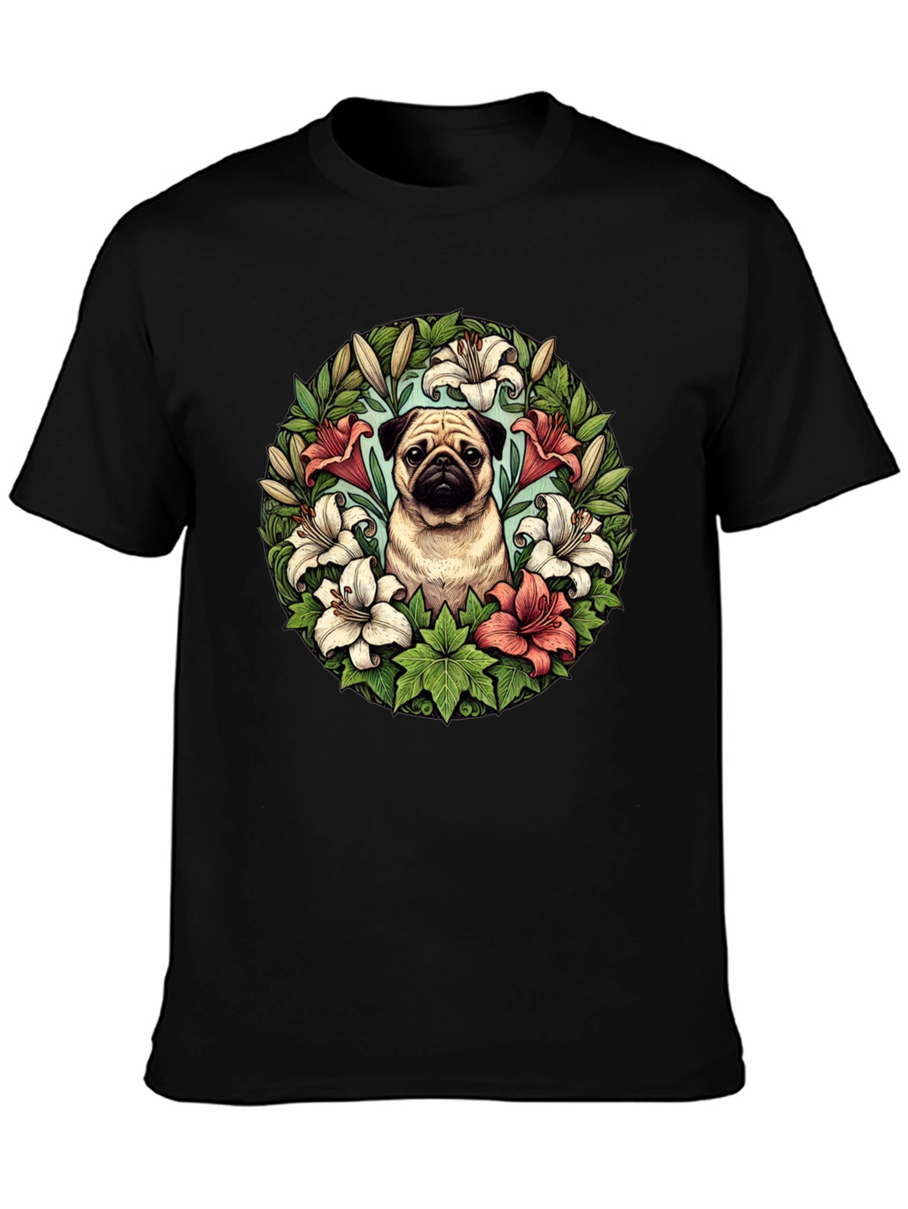 Pug and Lily Floral T-Shirt