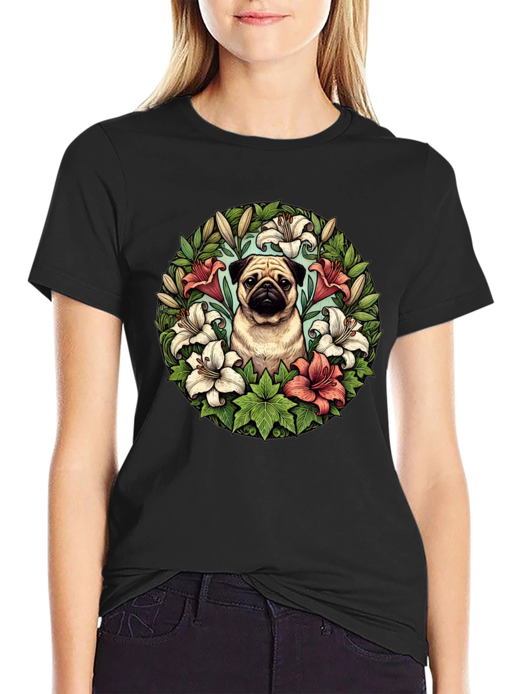Pug and Lily Floral T-Shirt