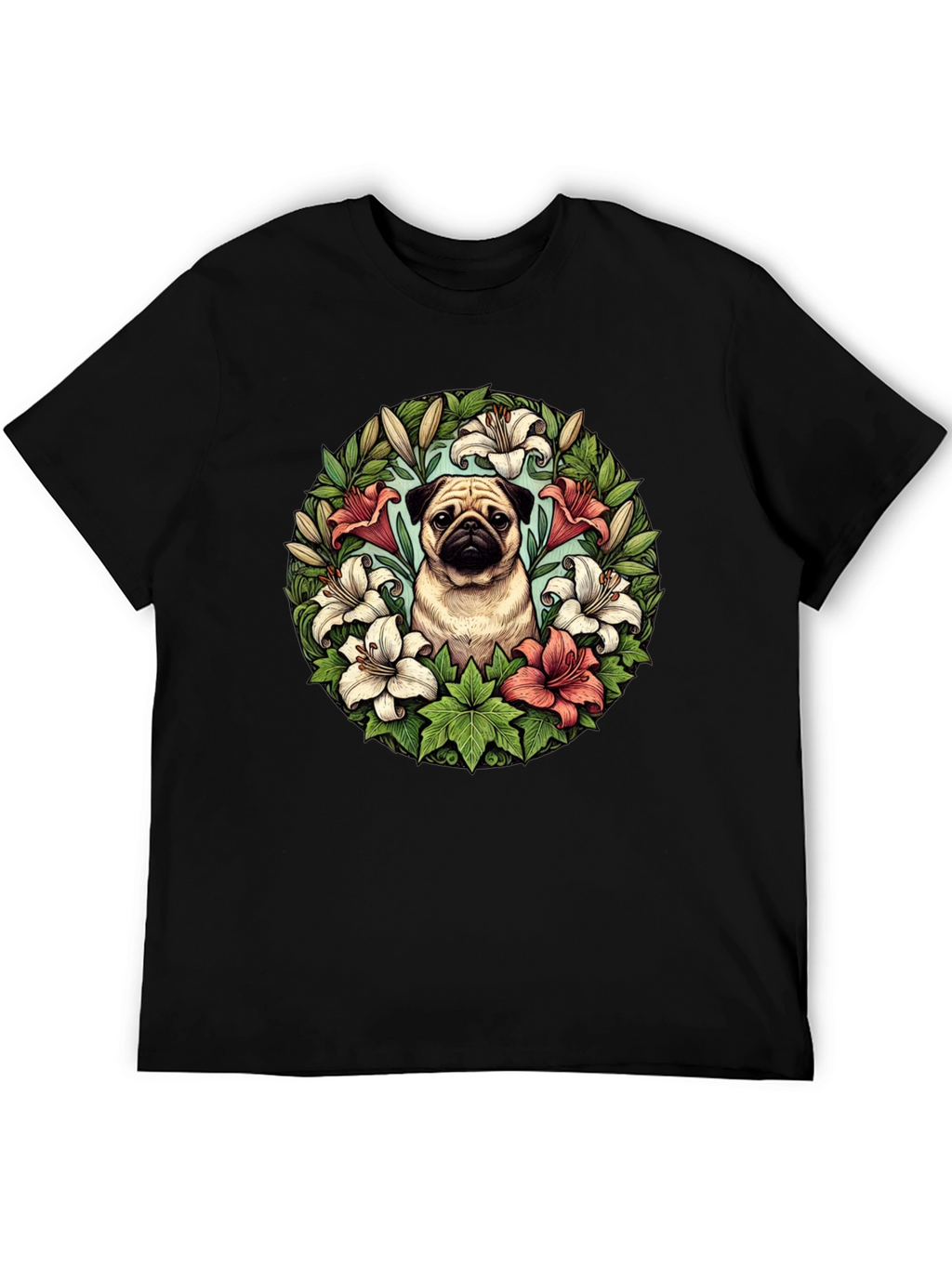Pug and Lily Floral T-Shirt