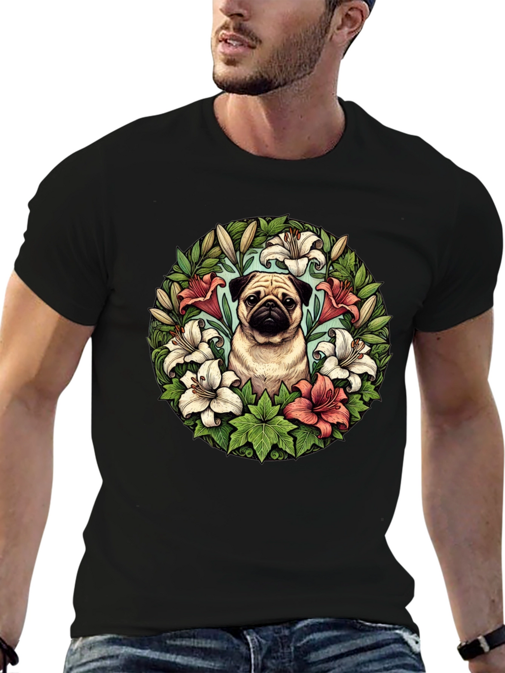 Pug and Lily Floral T-Shirt