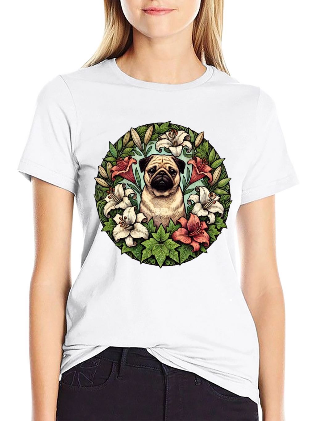 Pug and Lily Floral T-Shirt