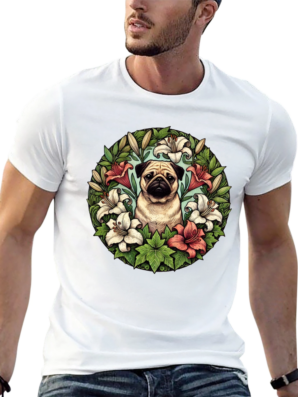 Pug and Lily Floral T-Shirt