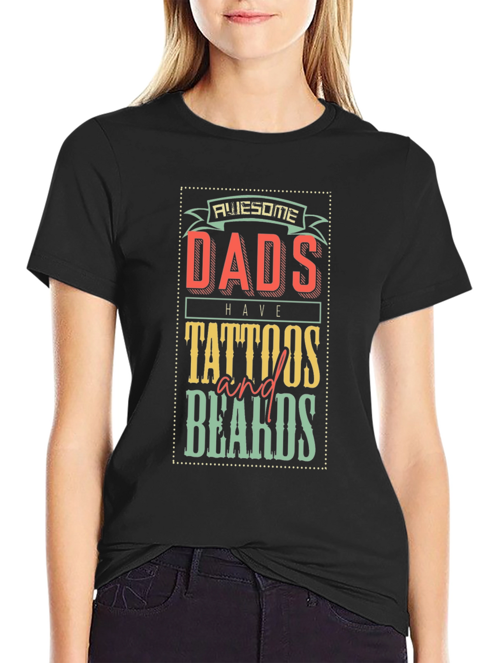 Awesome Dads Tattoos Beards Graphic T-Shirt
