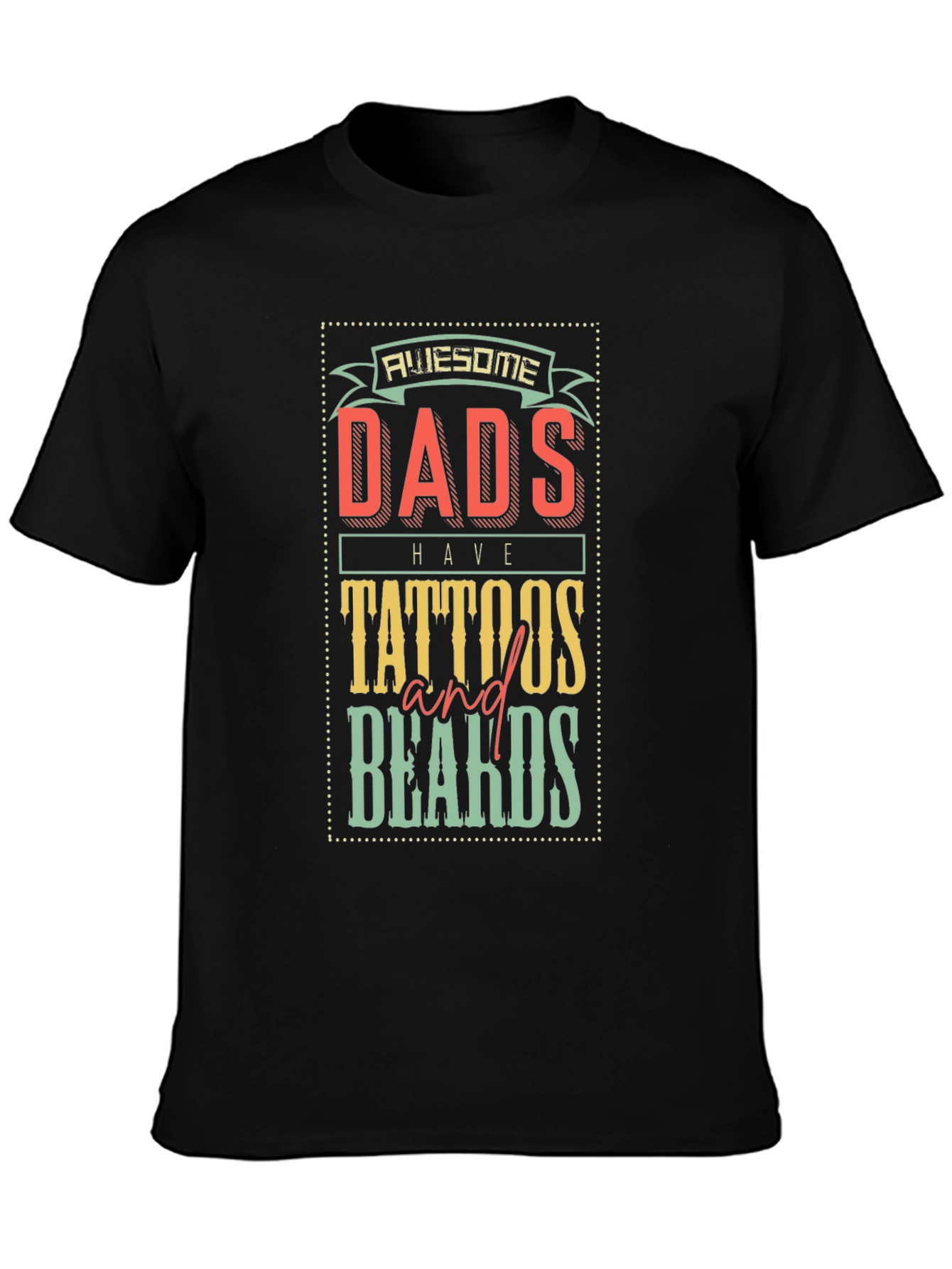 Awesome Dads Tattoos Beards Graphic T-Shirt