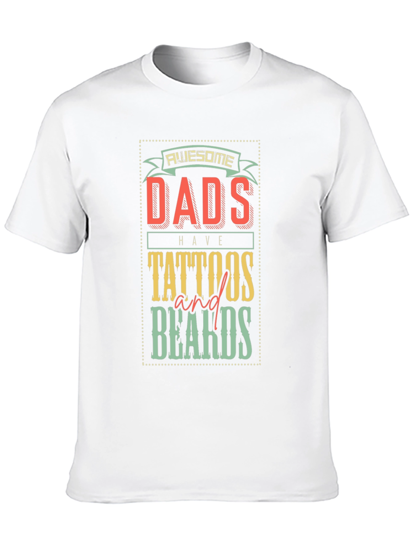 Awesome Dads Tattoos Beards Graphic T-Shirt