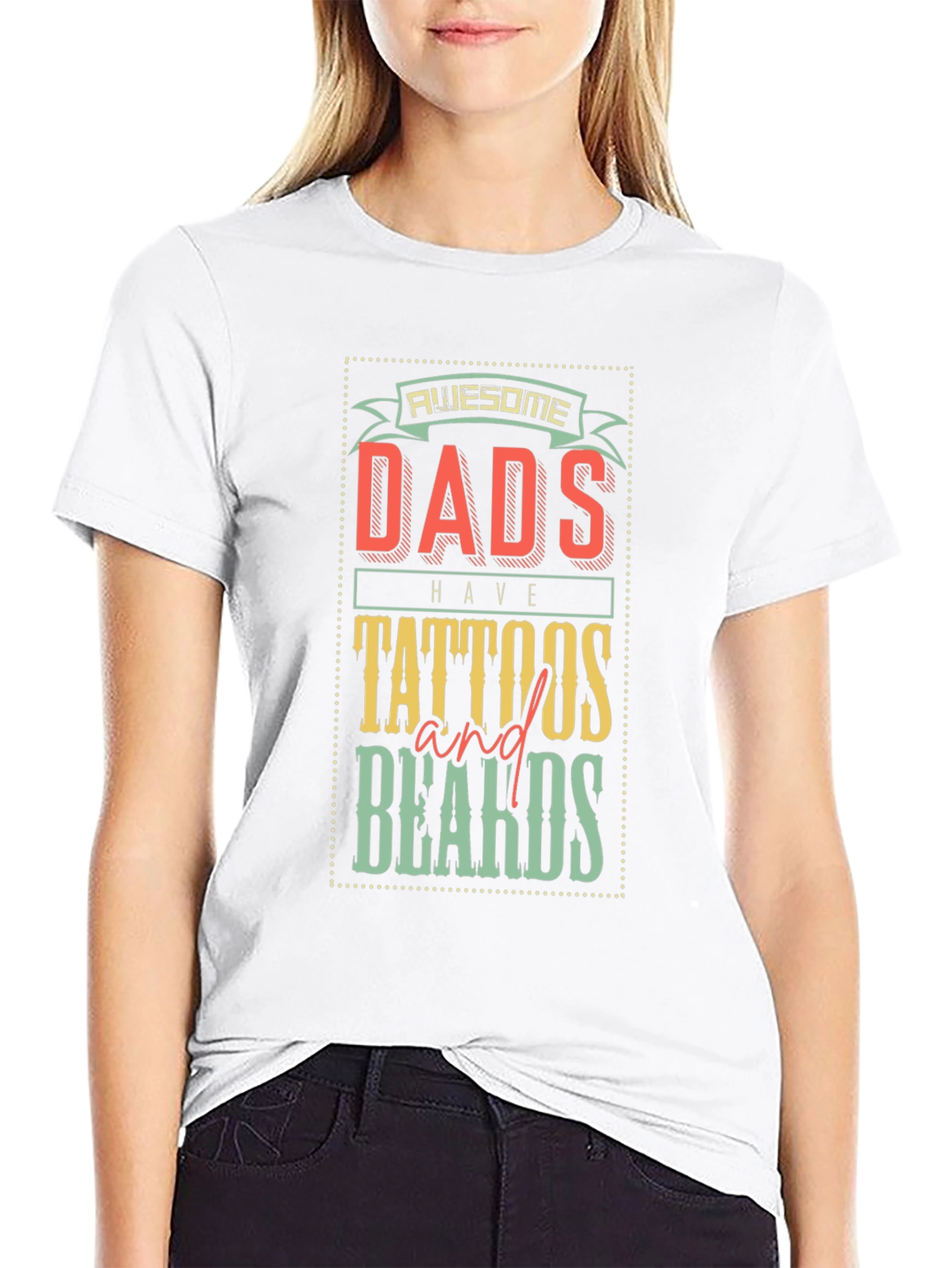Awesome Dads Tattoos Beards Graphic T-Shirt