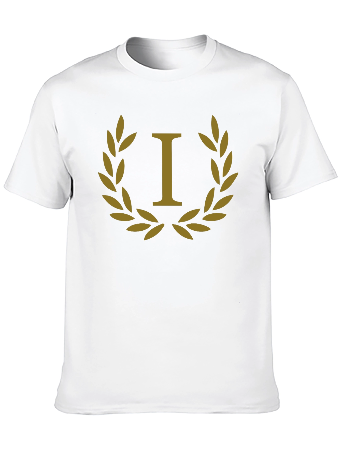 Laurel Wreath Initial I T-Shirt - Elegant & Stylish
