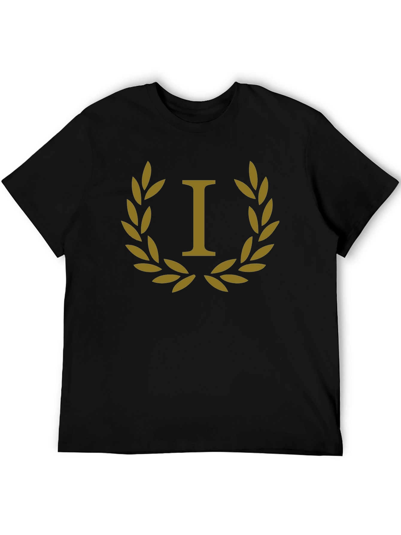 Laurel Wreath Initial I T-Shirt - Elegant & Stylish