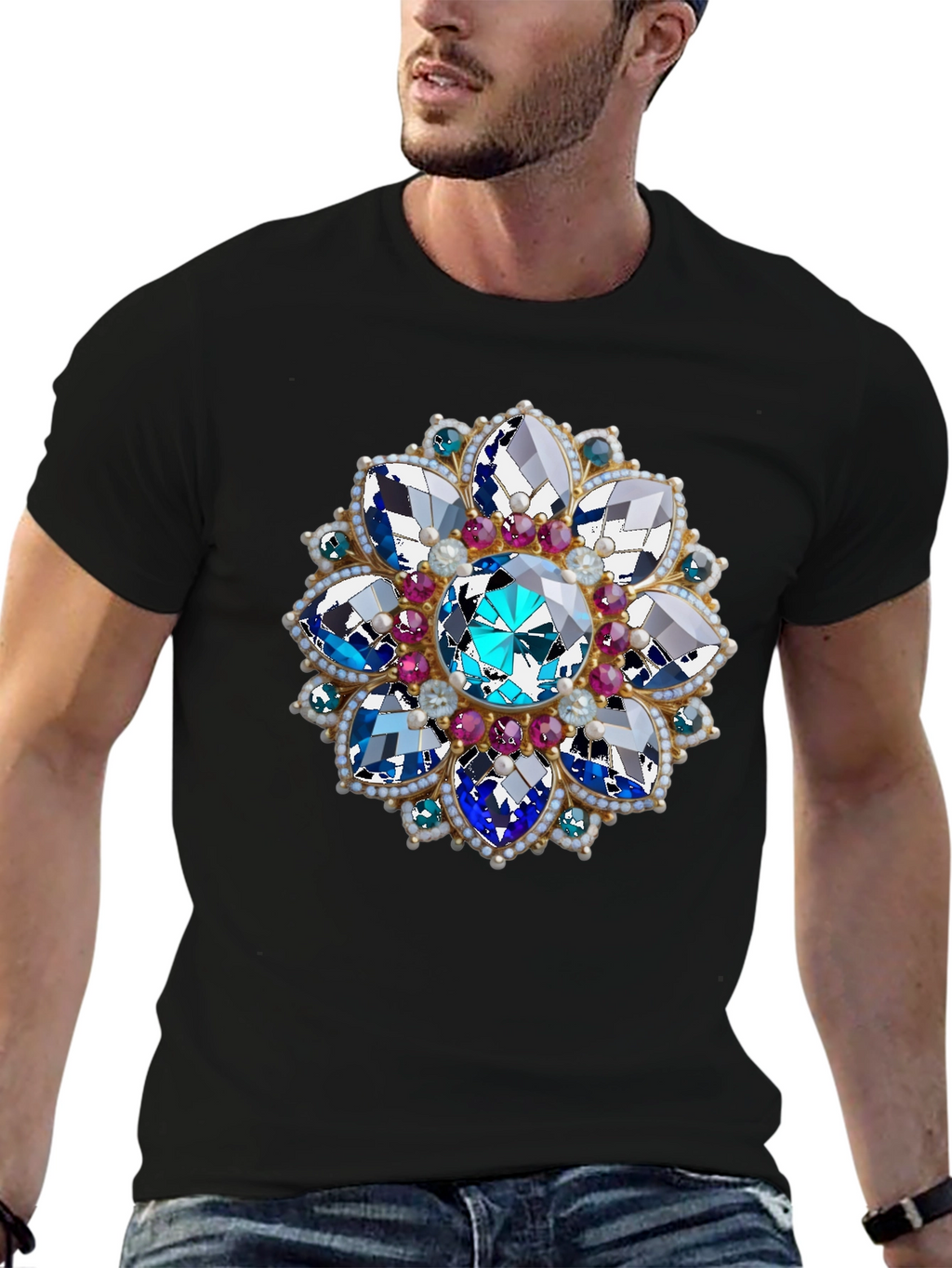 Jeweled Blossom Graphic Tee - Statement Style