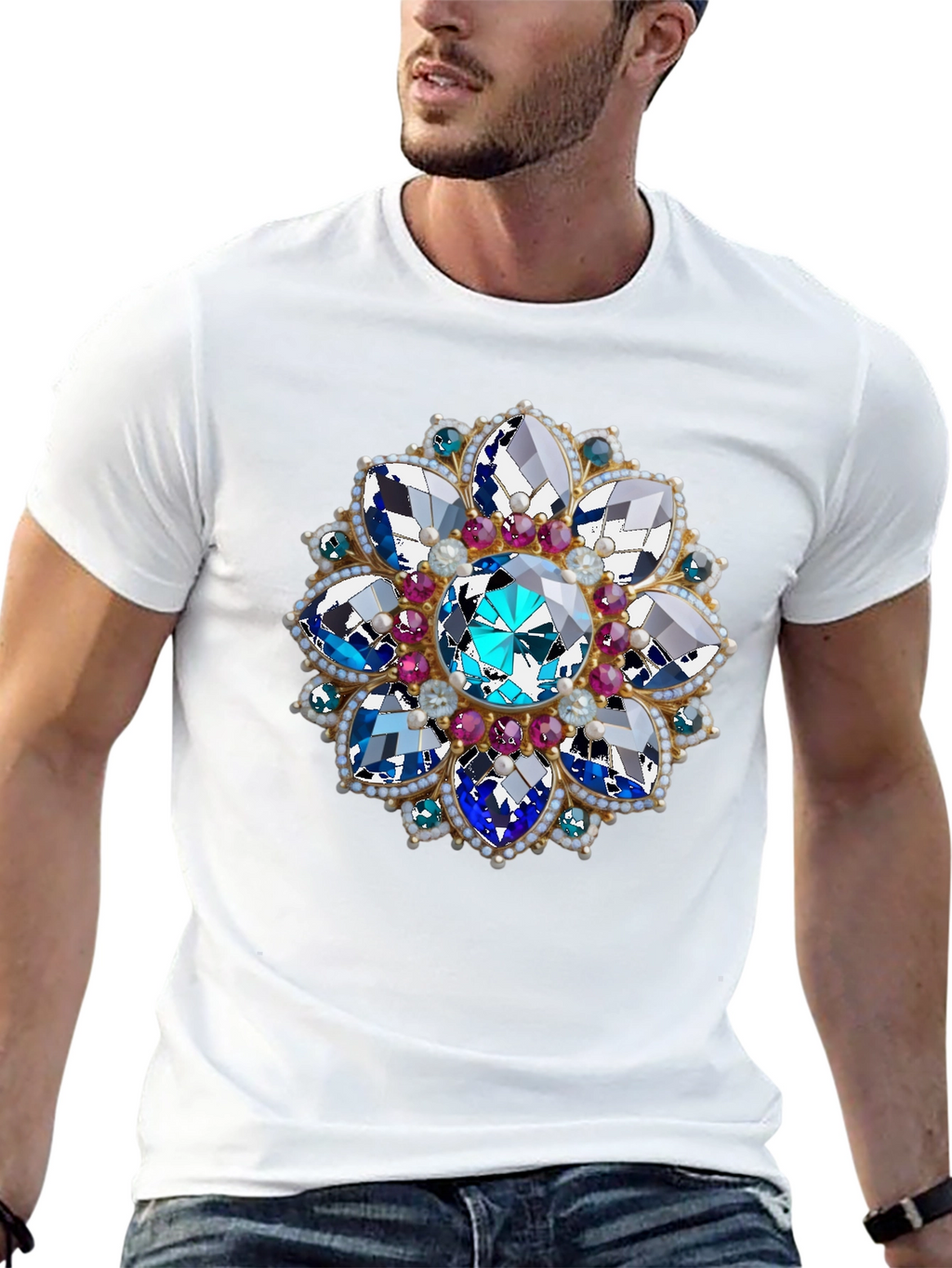 Jeweled Blossom Graphic Tee - Statement Style