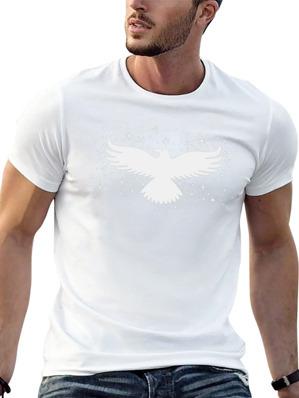Raven Tee - Black Cotton Blend with Starry Design