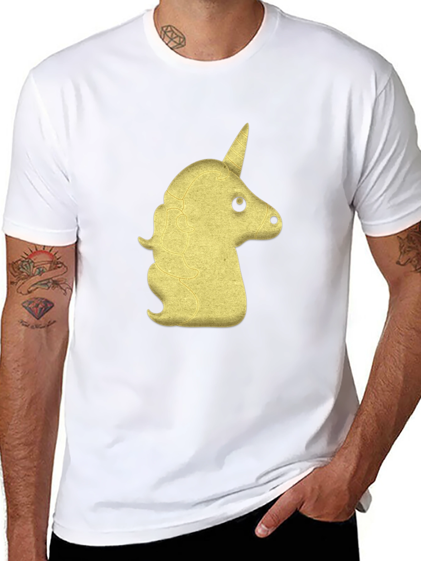 Golden Unicorn Graphic Tee - Black Cotton Comfort