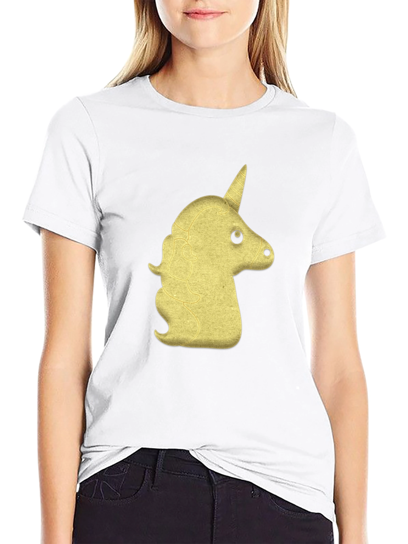Golden Unicorn Graphic Tee - Black Cotton Comfort
