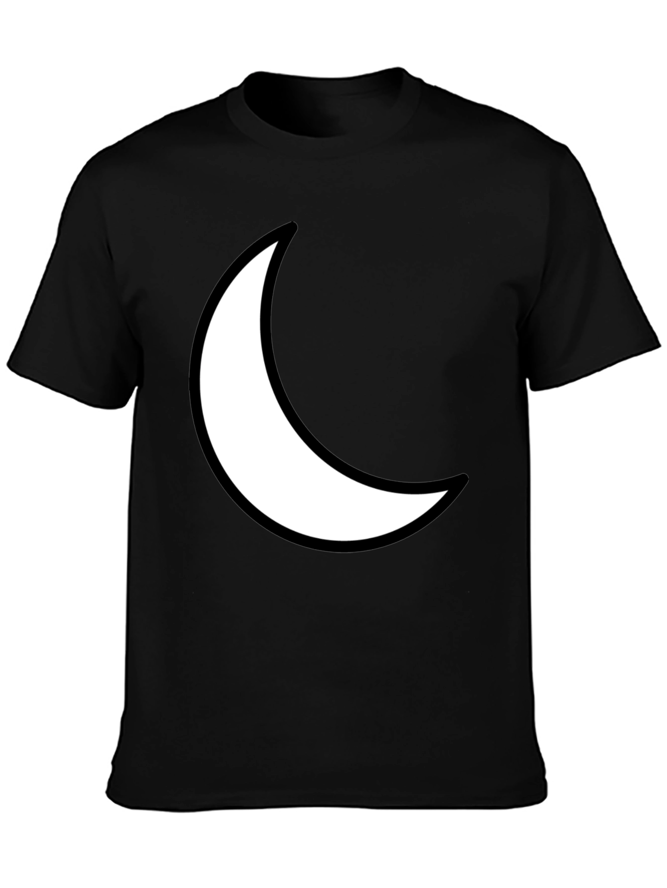 Crescent Moon Graphic Tee - Black Cotton T-Shirt