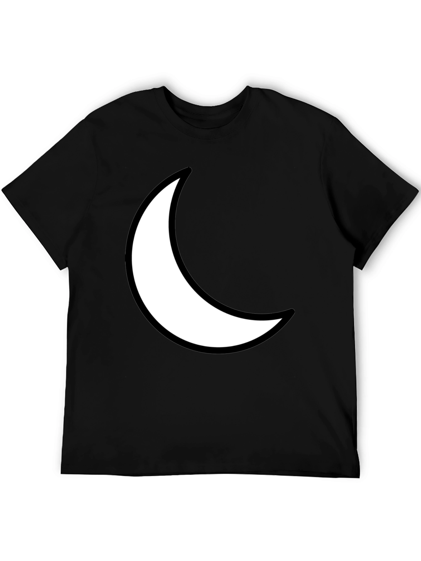Crescent Moon Graphic Tee - Black Cotton T-Shirt
