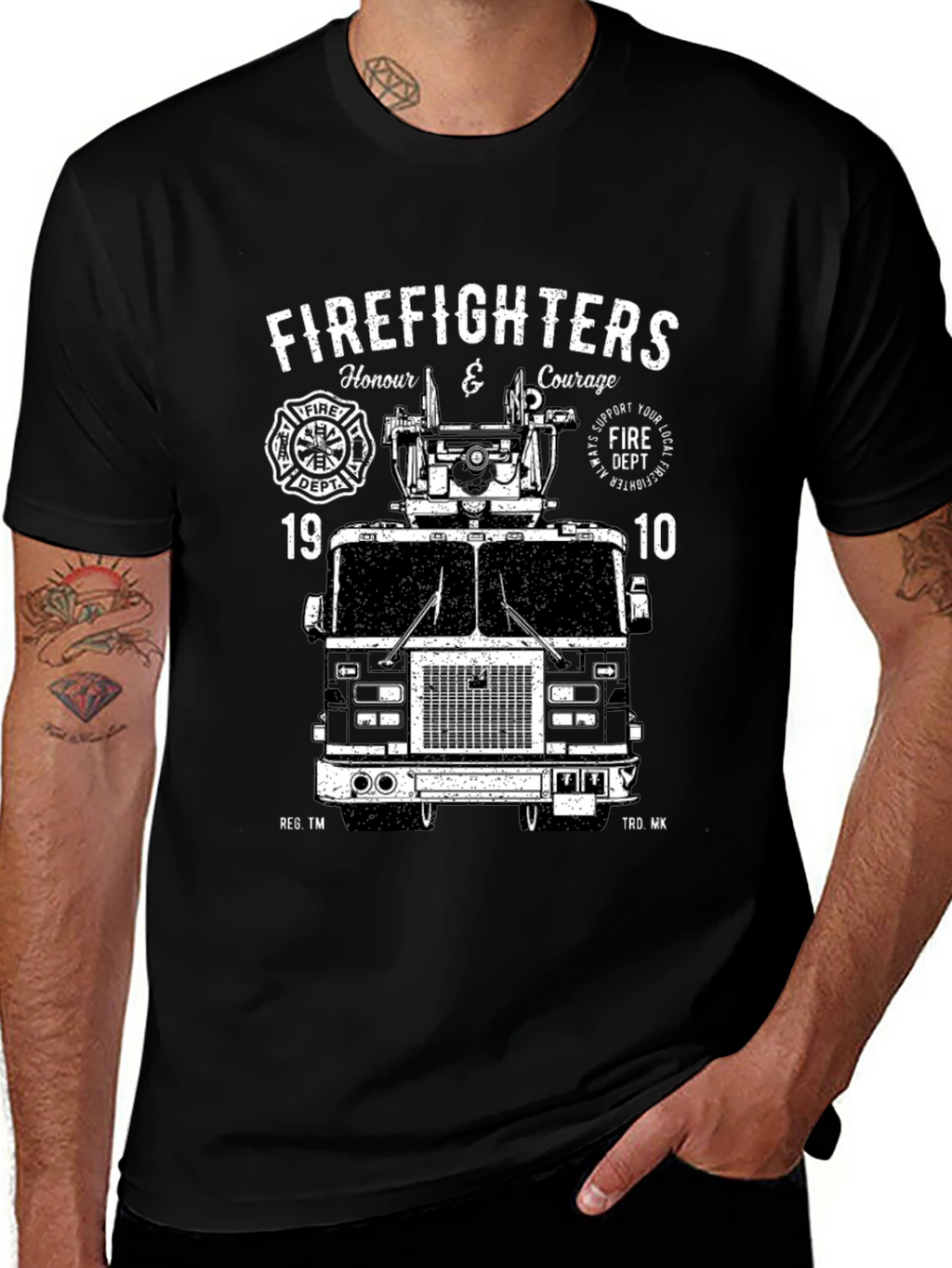 Firefighters Honor and Courage Black T-Shirt