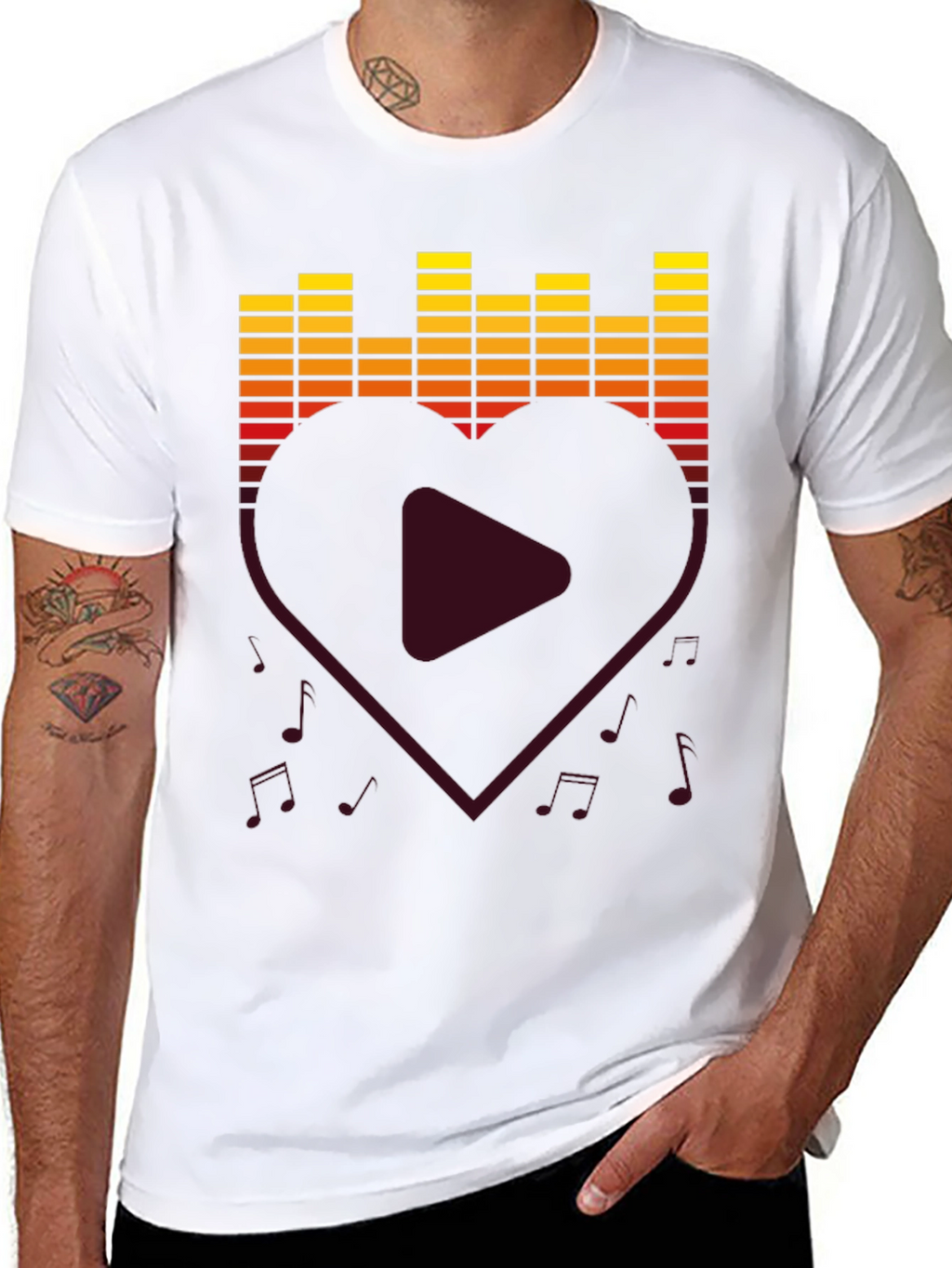 Music Lover T-Shirt - Heart Equalizer Design