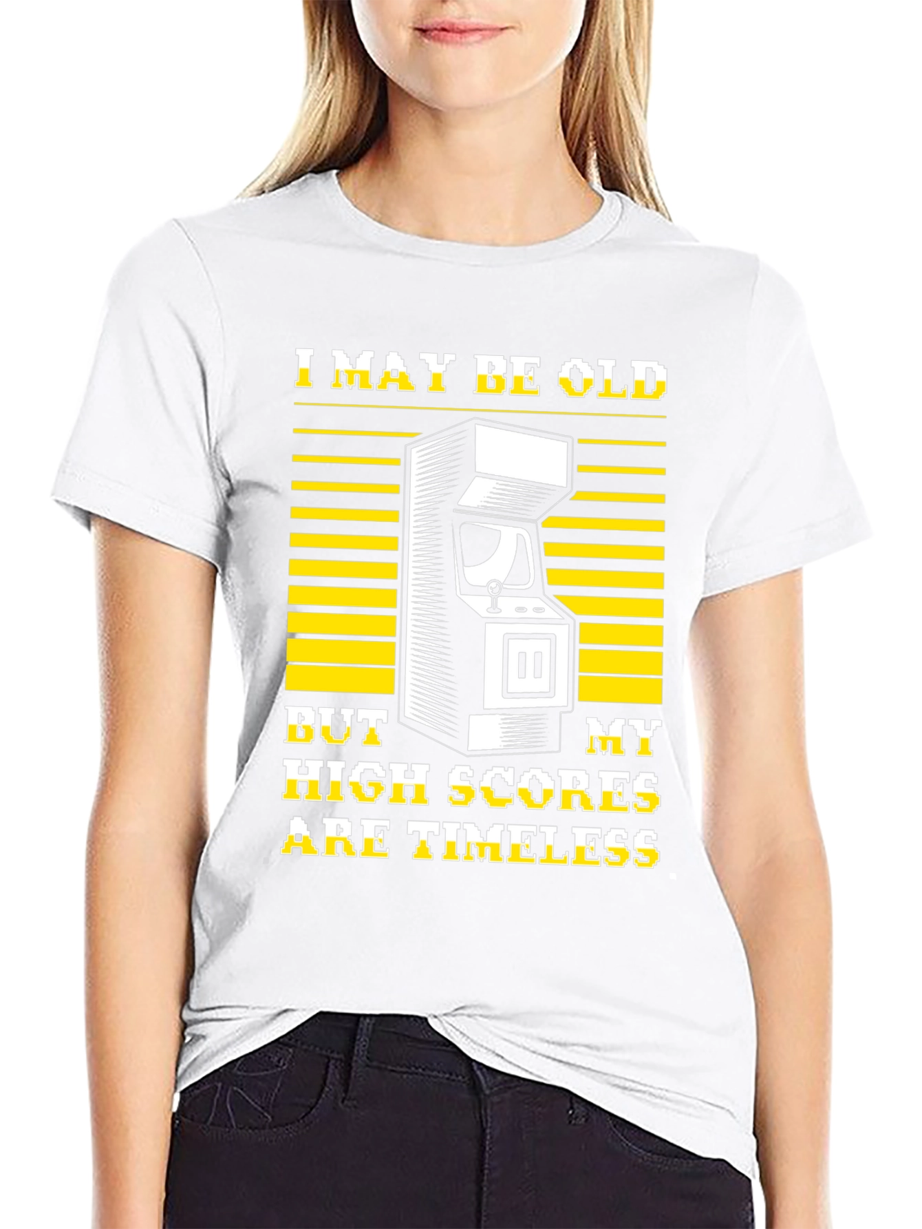 I May Be Old High Scores Timeless Black T-Shirt