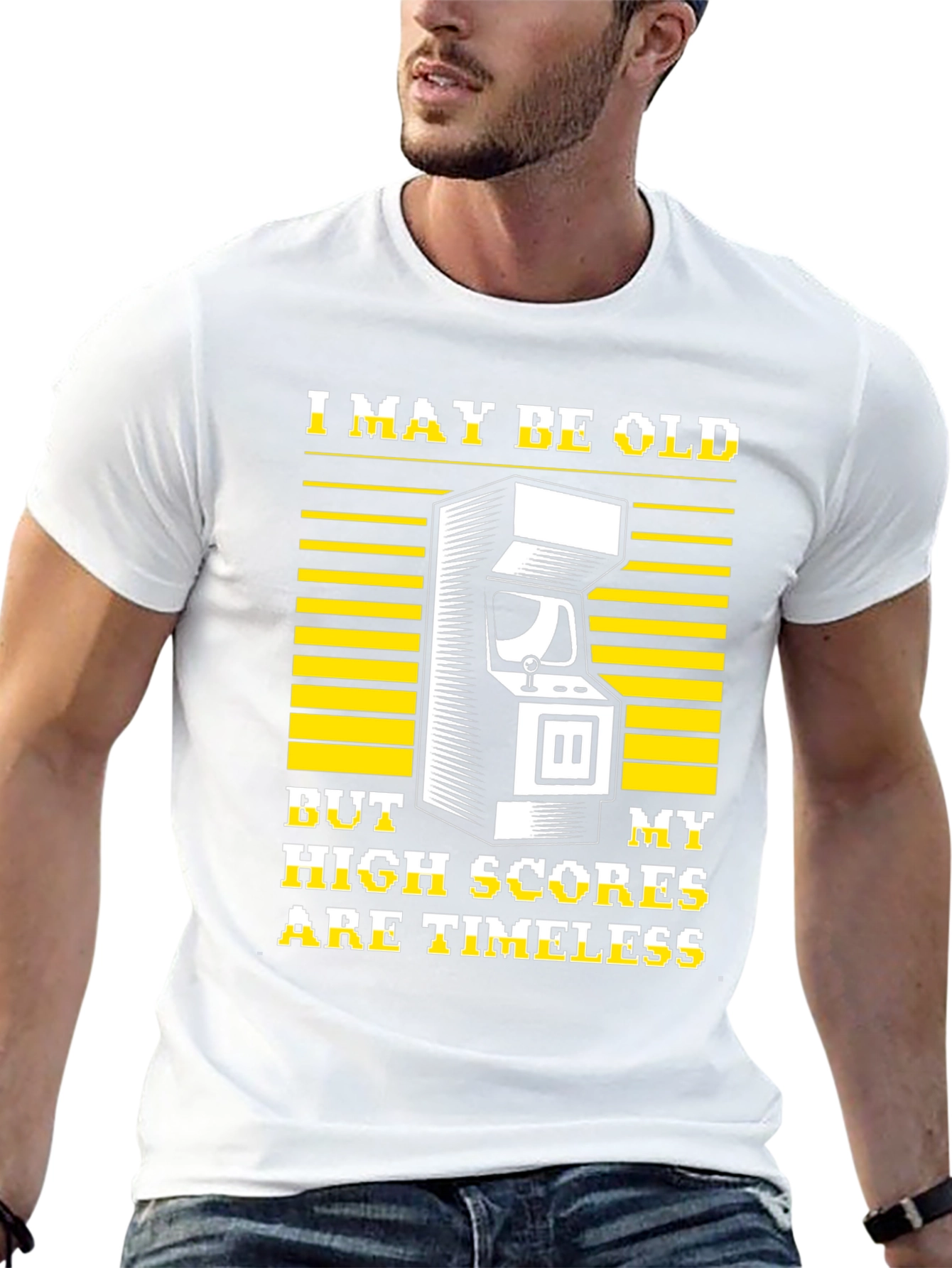 I May Be Old High Scores Timeless Black T-Shirt