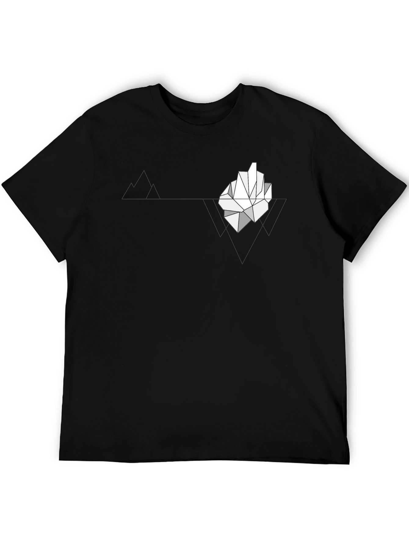 Geometric Iceberg Graphic Print Black T-Shirt